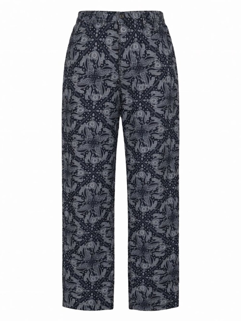 Tahari Navy White Paisley Print Pants Women's M